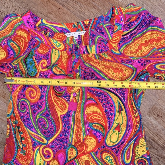 Trina Turk • 100% Silk Colorful Paisley Blouse - Picture 6 of 13